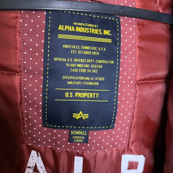 Alpha Industries Altitude Parka Jacket Red sz XS women’s - Picture 10 of 12